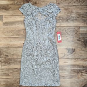 Lace Tan Monique Lhuillier bridal Dress